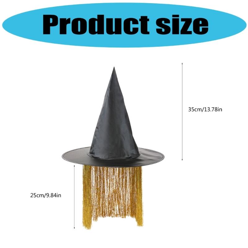 Stylish Oxford Fabric Witch Hat For Halloween Costume Parties Adult Teen Adjustable Design Cosplay Accessories