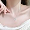 Sterling Four Leaf Clover Pendant Necklace Set With Cubic Zirconia Minimalist Elegant Chain Women