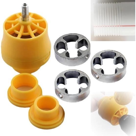 Electric Drill Compatible PVC Pipe Threader Kit, Electric PVC Thread Maker Tool, PVC Pipe Threading Plumbing Tap Die with Drill, Reusable Plastic