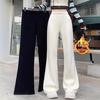 Petite High-Waisted Fleece-Lined Corduroy Pants for Women – Autumn/Winter Micro-Flared, Slimming, Casual Long Pants