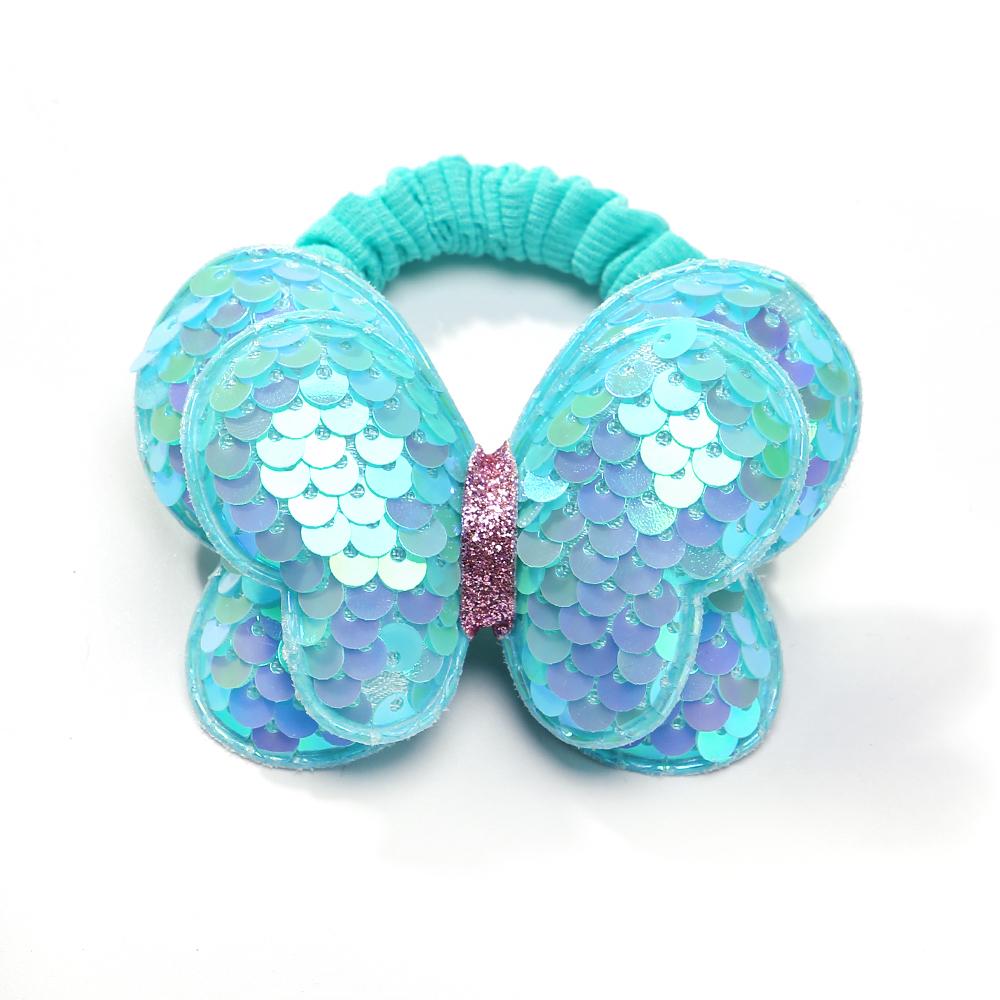 1PC New Cute Sequin Butterfly Girls Kids Ponytail Elastic Hair Bands Children Hair Ties Princess Hair Accessories Baby Headwear