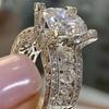 New Luxury Copper Color Round Zirconia Crystal Women Wedding Rings Brilliant Marriage Ceremony Bridal Statement Zircon