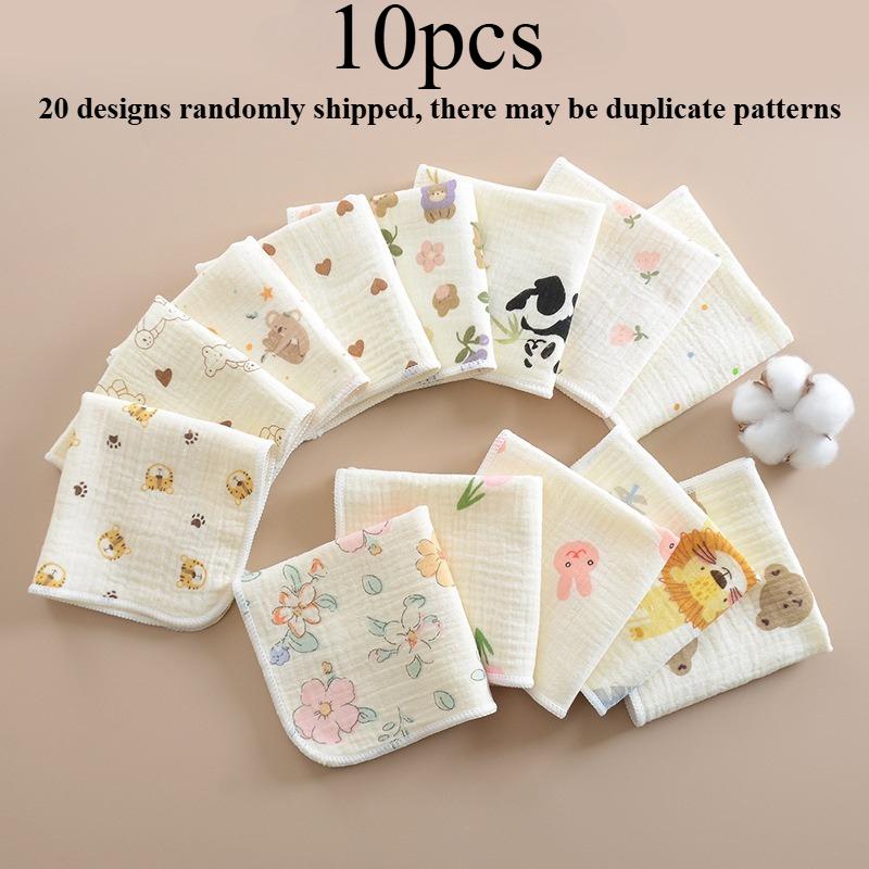 5/10/20pcs All Cotton Gauze Small Towels,Four-Layer Hemmed Pure Cotton Design,Face Towel,Drool Towel, For Shower,Travel -Easter,