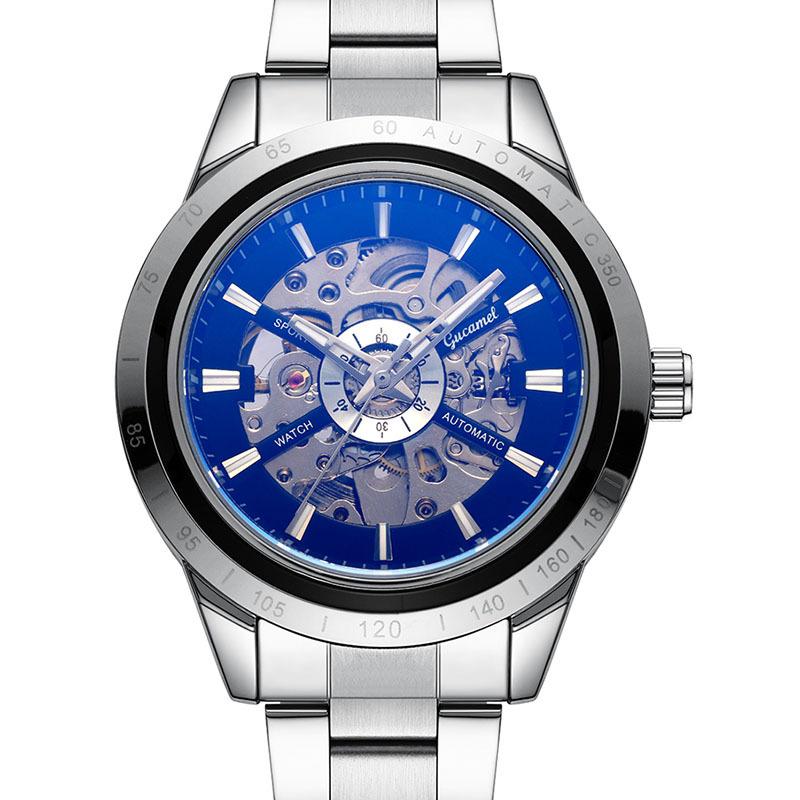 

Новые Часы Топ Бренда Автоматические Механические Деловые Модные Стальной Ремешок Скелетон Водонепроницаемые Люминесцентные Мужские Часы