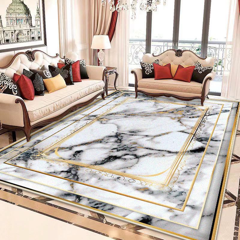 White Marble Large Living Room Rugs Luxury Home Decoration Fluffy Plush Bedroom Carpet Lounge Cloakroom Non-slip Soft Floor Mat