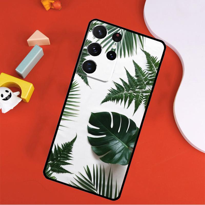 Monstera Leaves Palm Tree Flowers Phone Case For Samsung Galaxy S25 Ultra S9 S10 S20 FE S21 S22 S23 S24 Plus S24 Ultra Cover
