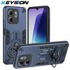 KEYSION Shockproof Armor Case for Infinix Hot 50i Soft Silicone+PC Metal Ring Stand Phone Back Cover for Infinix Smart 9