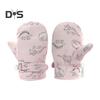 1 Pair Children Winter Mittens Thick Plush-lined Windproof Cartoon Dinosaur Cold Weather Outdoor Gloves Adjustable Fasten Strap Anti-Slip Ski Gloves