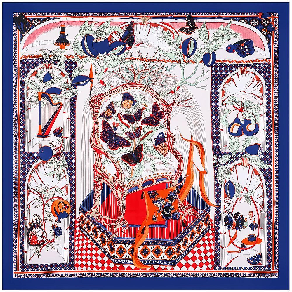 130cm New Butterfly Design Bandana Fashion Brand Scarf 100% Silk Square Scarf Shawl Women Kerchief Scarves For Ladies