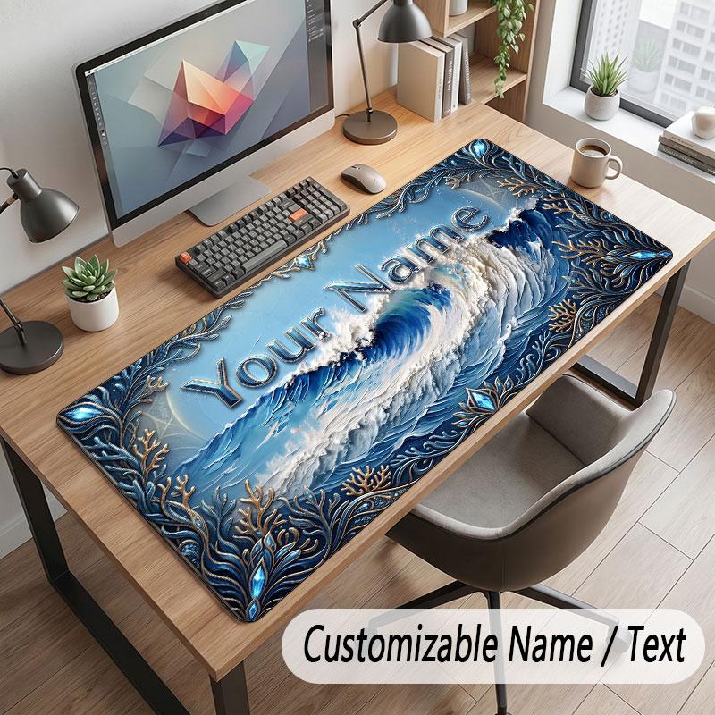 Octopus Sea Life Theme Customized Mouse Pad Personalized Print Name Text Desk Mat For Home Office Table Decor