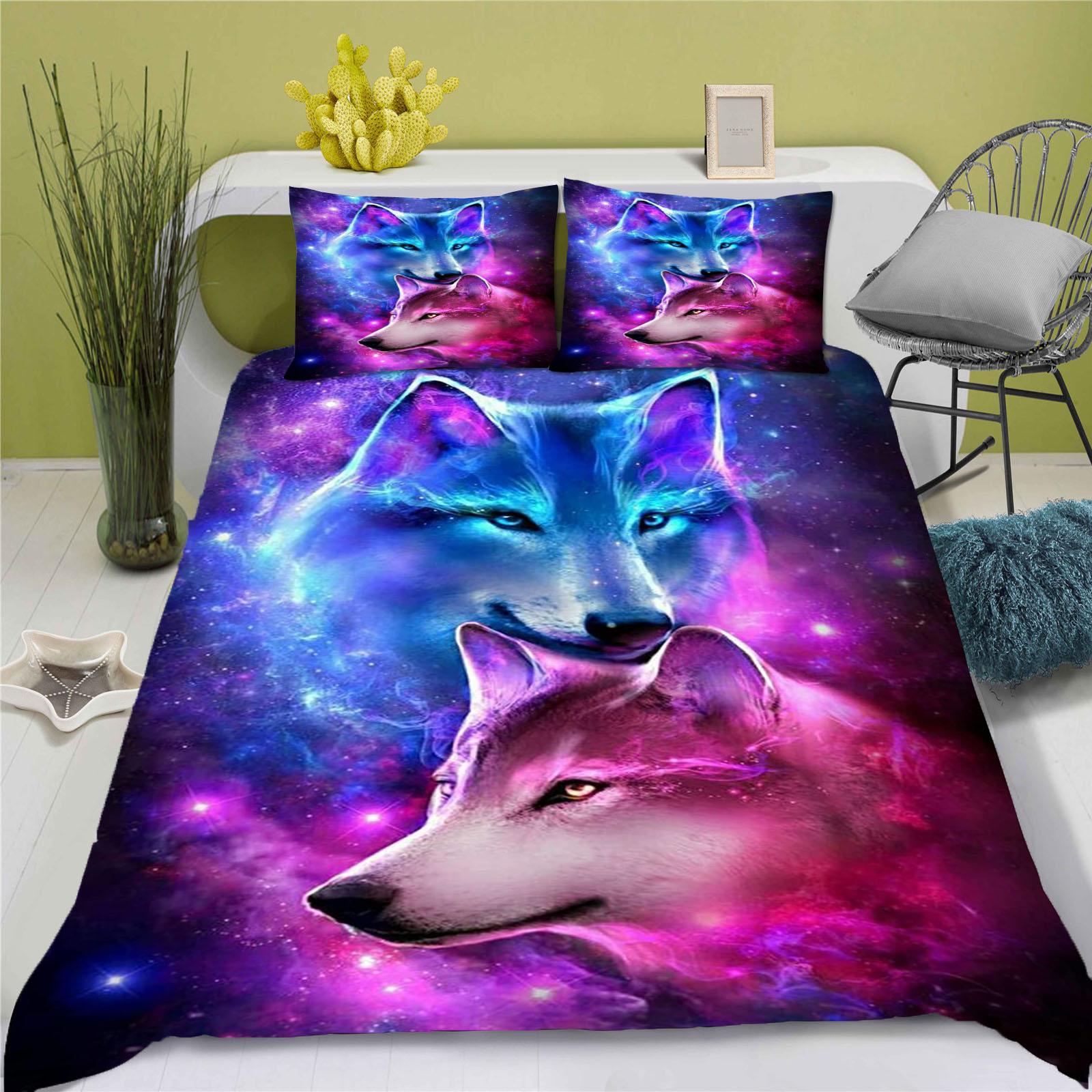

Miniso-Wolf Cartoon Duvet Cover Pillowcase Bedding Set Adult Boy Girl Bedroom Decoration Children Single Double Large Size 90X200CM
