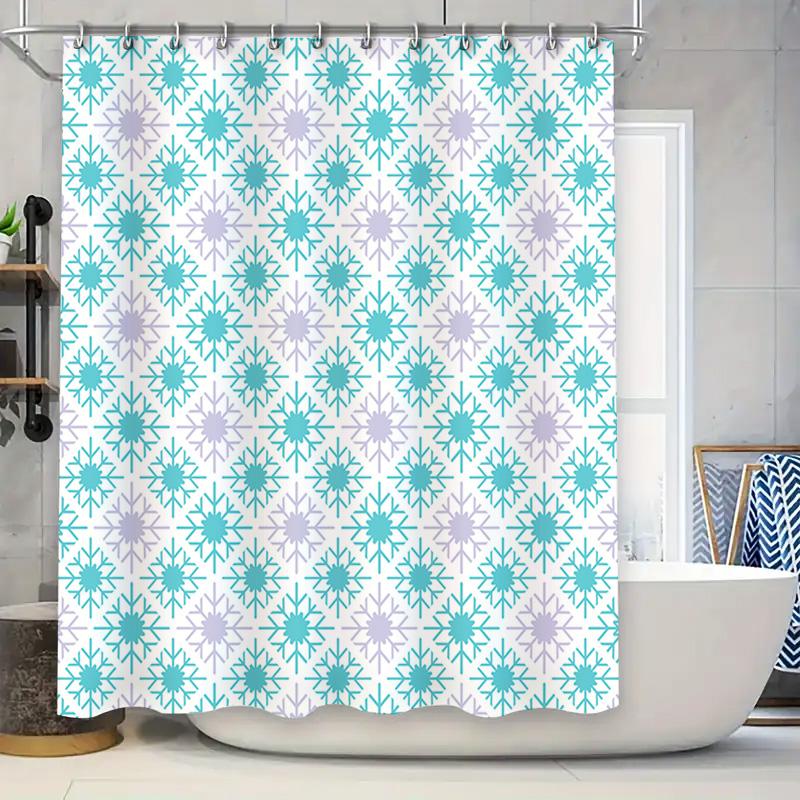 

Beautiful Blue And Lavender Snowflake Pattern Shower Curtain For Bathroom Decor W60H190(CM)-1 Pcs