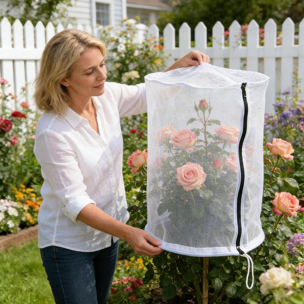 Plant Covers Breathable Mesh Barrier Protector 2 Pieces Bird Barrier Tomato Cage Net for Tomato Cucumber Strawberry Flowers