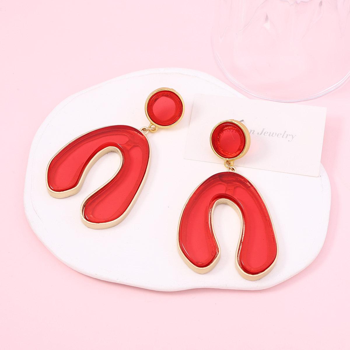 Personality and creativity Irregular transparent geometric Chinese character six-shape earrings, simple niche design