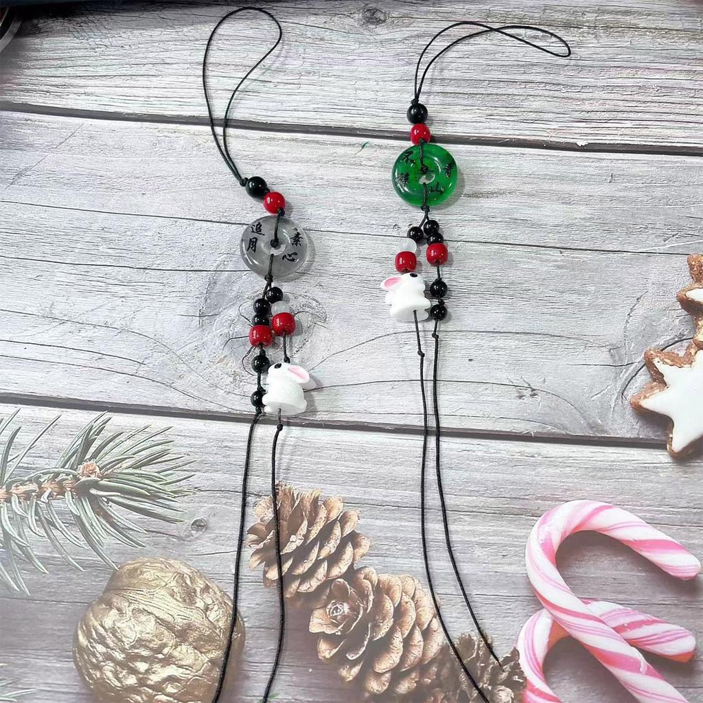 Resin Rabbit Charm with Rope for Phone Key Rabbit Pendant Phone Charm Ping Buckle Key Ornament for Trendy Individuals