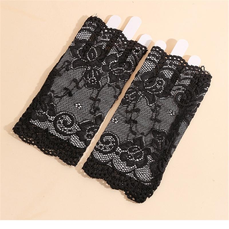 Bridal Gloves With Delicate Lace Design Half Finger Coverage Perfect For Church Outdoor Ceremonies