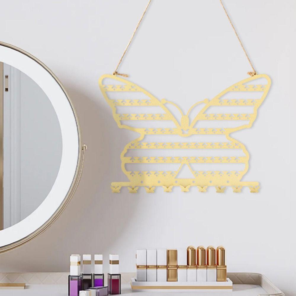 Hollow Metal Butterfly Jewelry Storage Rack Wall-mounted Necklaces Organizer  Earrings