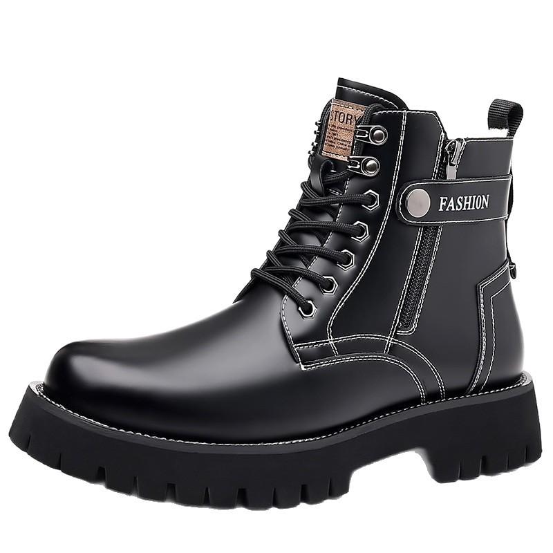 Vinter Martin-kängor brittisk stil höga bomullsskor herr sammet herr läderskor varma snökängor