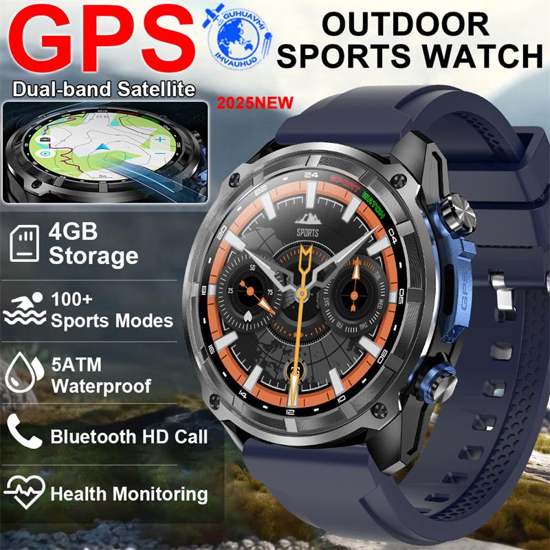 2026 New Military Smart Watch 860Mah Battery GPS Compass 10ATM Waterproof Tactics Sport 4GB Memory BT Call Smart Watches for Men Outdoor Smart Watch