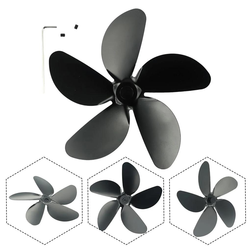 5lopatkový ventilátor domácího krbu Lopatkový ventilátor krbových kamen na dřevo Nízkohlučný výměna dílů ventilátoru krbových kamen (Pouze Fan Blades)