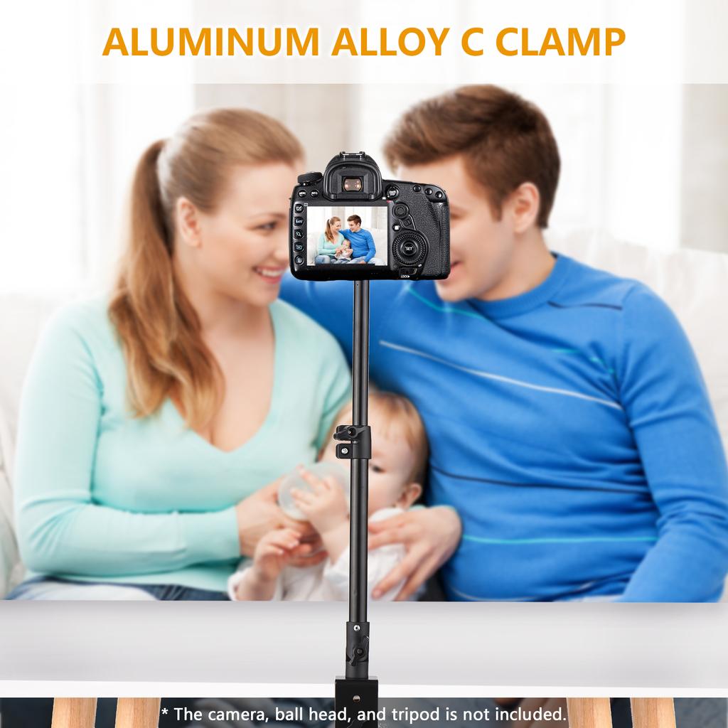 Multifunctional Universal Aluminum Alloy C Clamp + Adjustable Tripod Extension Rod with 1 4 Inch Screw Adjustable