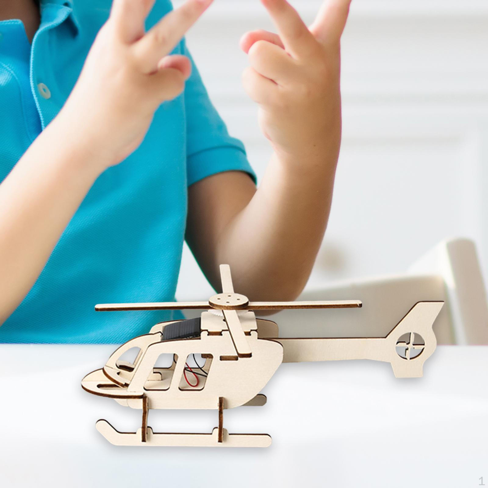 

Wooden Science Project Model Kit DIY Assembly Solar Helicopter Educational Toy Building for
