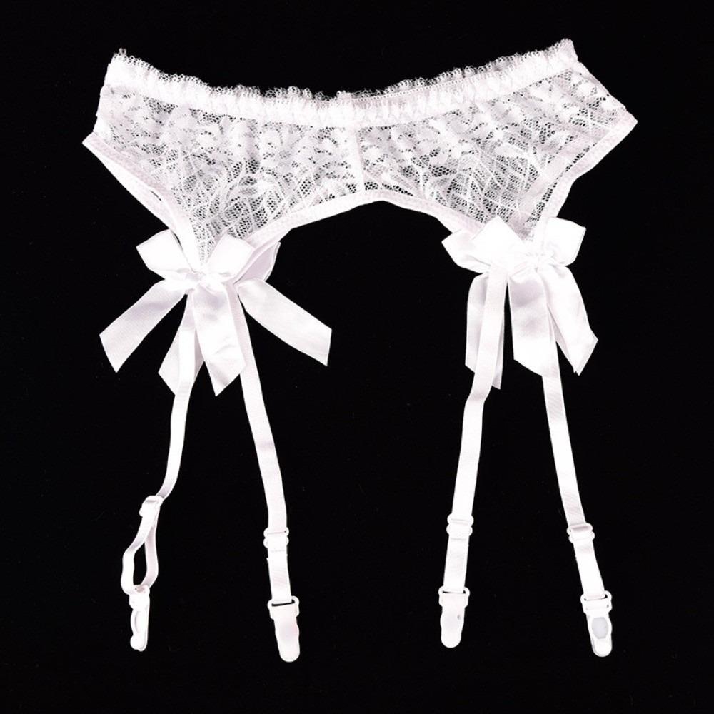 Кружевной подвязочный пояс с бантом Цветочные подвязки для чулок Романтический подвязочный пояс Интимное белье белый