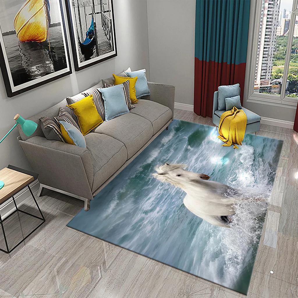 3D Horses Carpet Running Animal Carpet for Bathroom Entrance Door Mat Living Room Kitchen Non-Slip Carpet Bedroom Doormat Rugs