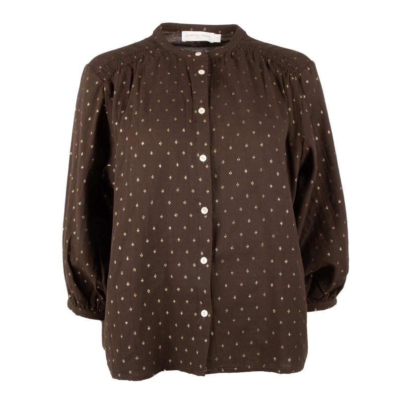 

Женская блуза цвета хаки с длинными рукавами и золотым принтом LA PETITE ETOILE