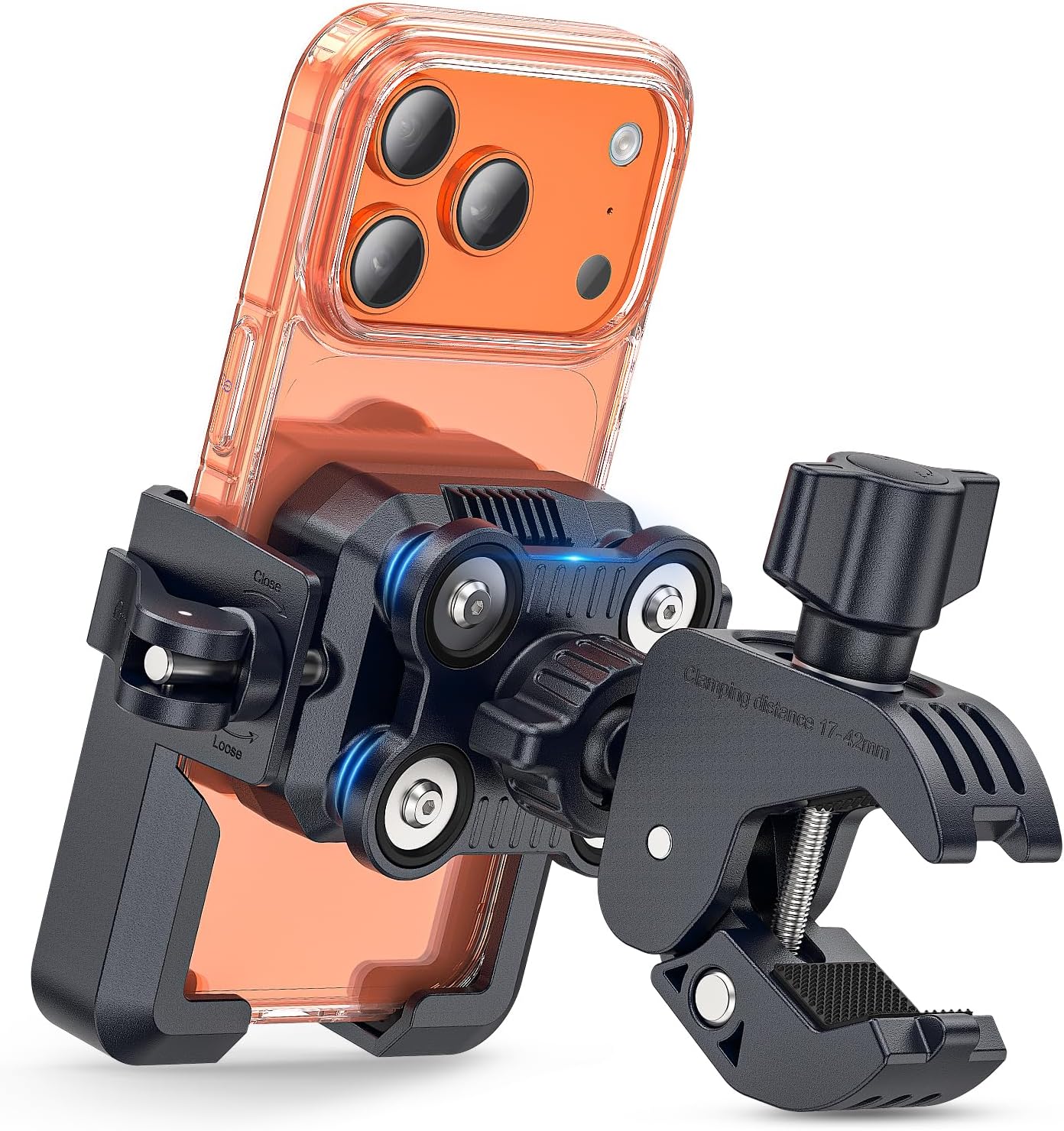 

Anti-Vibration Motorcycle Phone Mount, Bike Holder [Camera Friendly] E-Bike Handlebar with Secure Lock for Scooter/Bicycle/ATV Fit 4.7-7 Phone