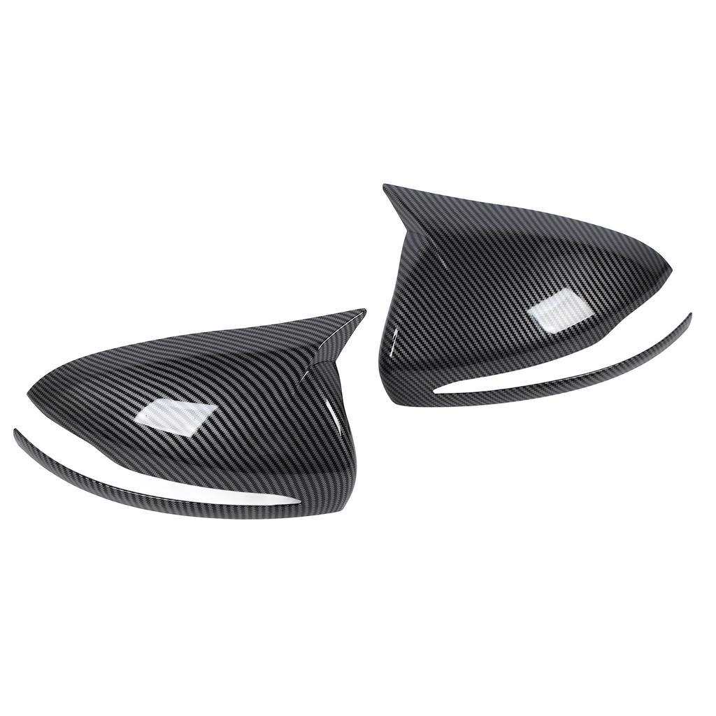 1 Pair Carbon Fiber Style Side Mirror Cover Left Right Ox Horn Style Rearview Mirror Cap
