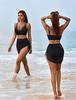 Fashion Women's High Waist Boxer Print Color Patchwork Swimsuit Bikini