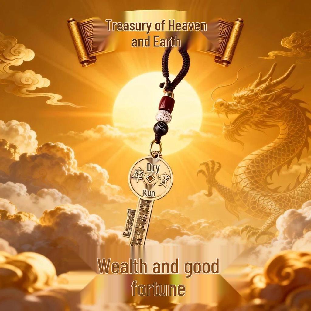 2026 Zodiac Treasure Key Pendant: Golden Qiankun Pathway with Wealth-Enhancing Five-Path Design