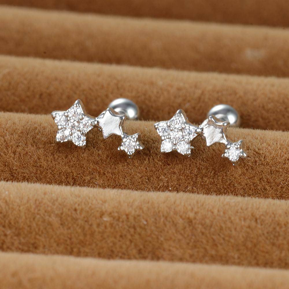 Vintage Gold Color Stainless Steel Butterfly Earrings for Women Zircon Cartilage Piercing Stud Earring Jewelry aretes de mujer
