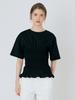 Leusejiem Basic Smocked Cotton Blouse T-Shirt - Black
