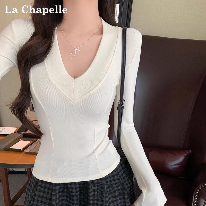 La Chapelle Women's Deep V-Neck Thermal Base Layer Top