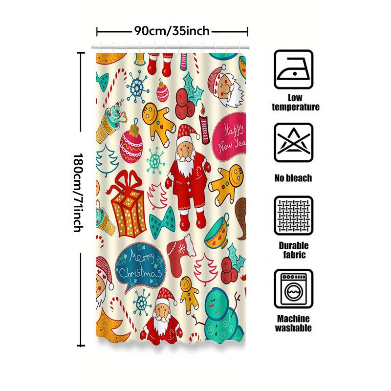 Tu Christmas Shower Curtain Festive Holiday Waterproof Decor Farmhouse Bathroom Set Vintage Style Holiday Decor Merry Christmas