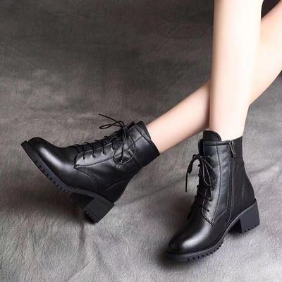 2024 Luxus Chelsea Stiefel Damen Leder Damen Stiefel Chunky Winter Schuhe Plateau Stiefeletten Slip On Dicker Absatz