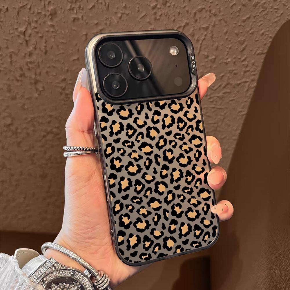 INS Leopard Print Phone Case For iPhone 17 16 15 14 13 12 11 Pro Max Air Matte Laser Aurora Shockproof Funda