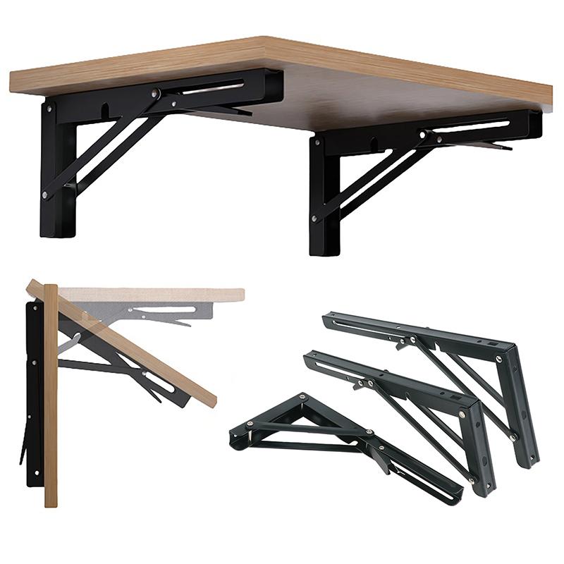 High-Strength Triangle Folding Shelf Bracket made of Cold Rolled Steel, Suitable for Wall and Table Mount, 1/2pcs