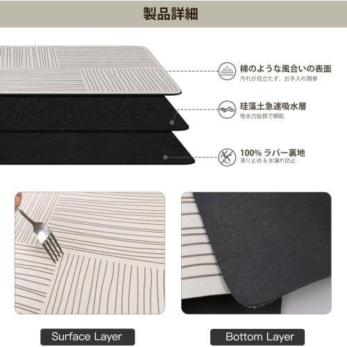 Mewind Dish Draining Mat, Diatomaceous Earth, Absorbent, Soft, Washable, Quick-Drying, Antibacterial, Non-Slip, Rollable for Storage, Oil-Resistant, E