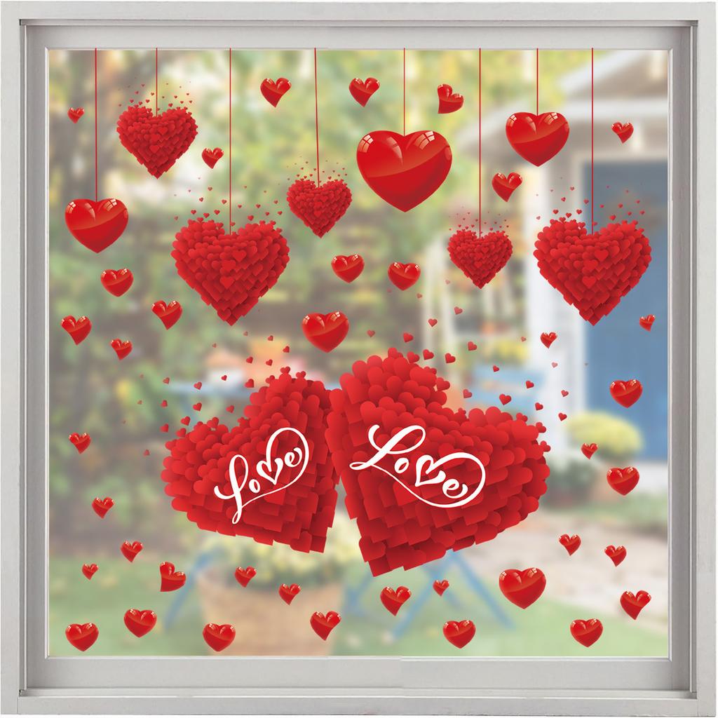 2026 Nya Alla hjärtans dag Dekorationer Statiska Klistermärken Köpcentrum Fönsterutställning Klistermärken Entrévägg Prydnad