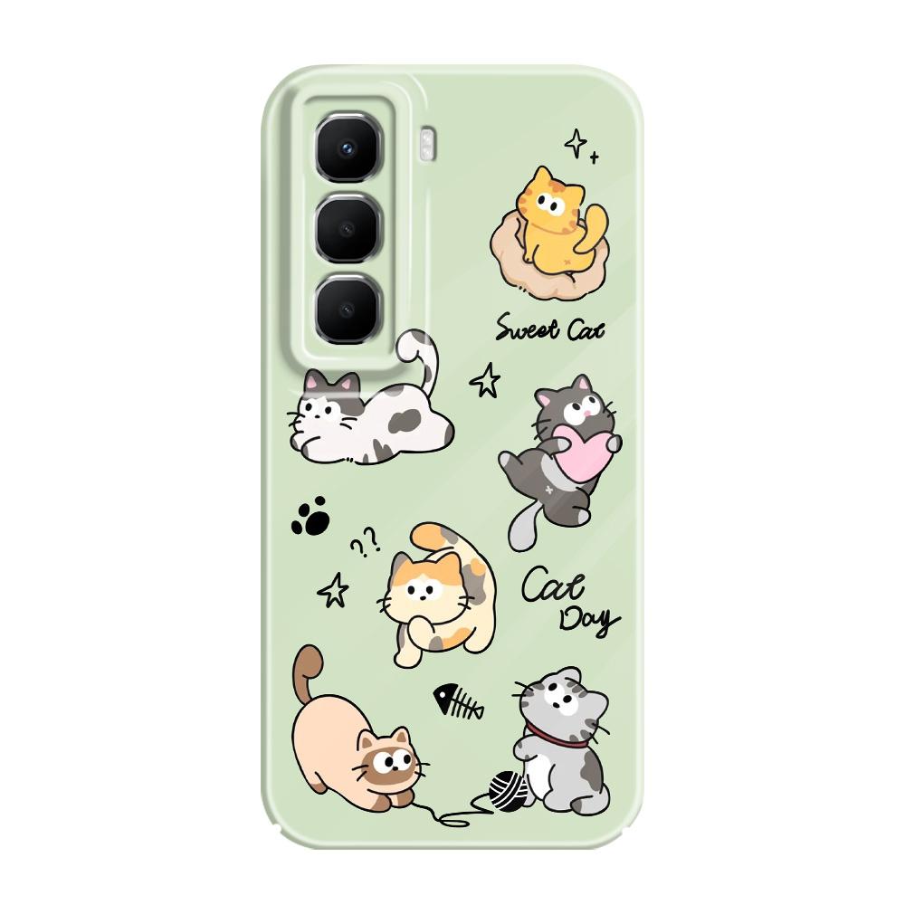

Happy Cat Phone Case For Infinix Hot 60 60I 40 30I 12 10 Note 50 30 Pro Plus Play 4G 5G Film Hard Cover infinix Note 30 5G