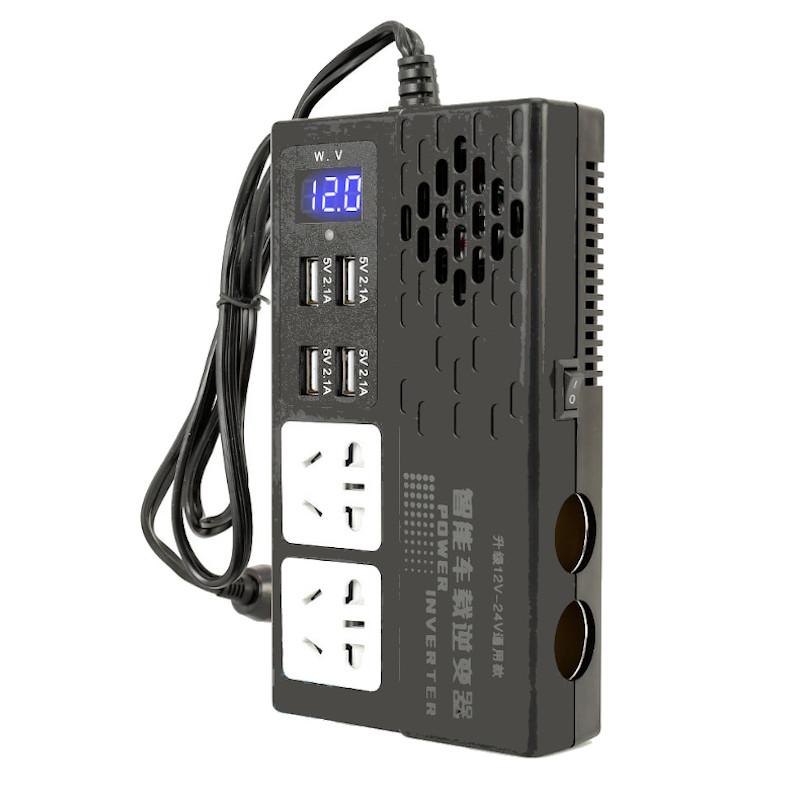 Falownik samochodowy o mocy szczytowej 500 W DC 12 V 24 V na AC 220 V 4 USB Modyfikowany przetwornik sinusoidalny z przełącznikiem ON/OFF Wyświetlacz cyfrowy