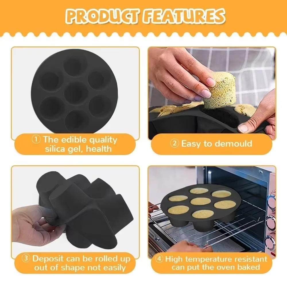 Silicone 7 Holes Cake Mold Home Party Baking Utensils Diy Cylindrical Mold Air Fryer Accessories Baking Tools Cake Molds