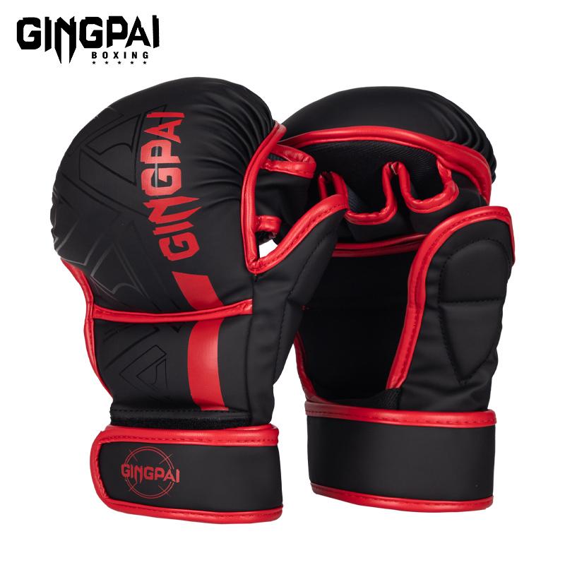 GINGPAI Professionelle MMA Boxhandschuhe Sanda Halbfingerhandschuhe Kampf Muay Thai Damen Herren Kinder Training Erwachsener Sandsack