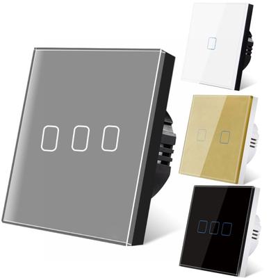 1/2/3Gang Light Touch Switch Tempered Glass Panel Wall EU/UK Switch Easy To Clean Switch