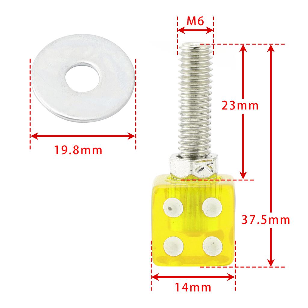 4x Custom DICE License Plate Bolt Screw Yellow Plastic Motorcycle Chopper Bobber