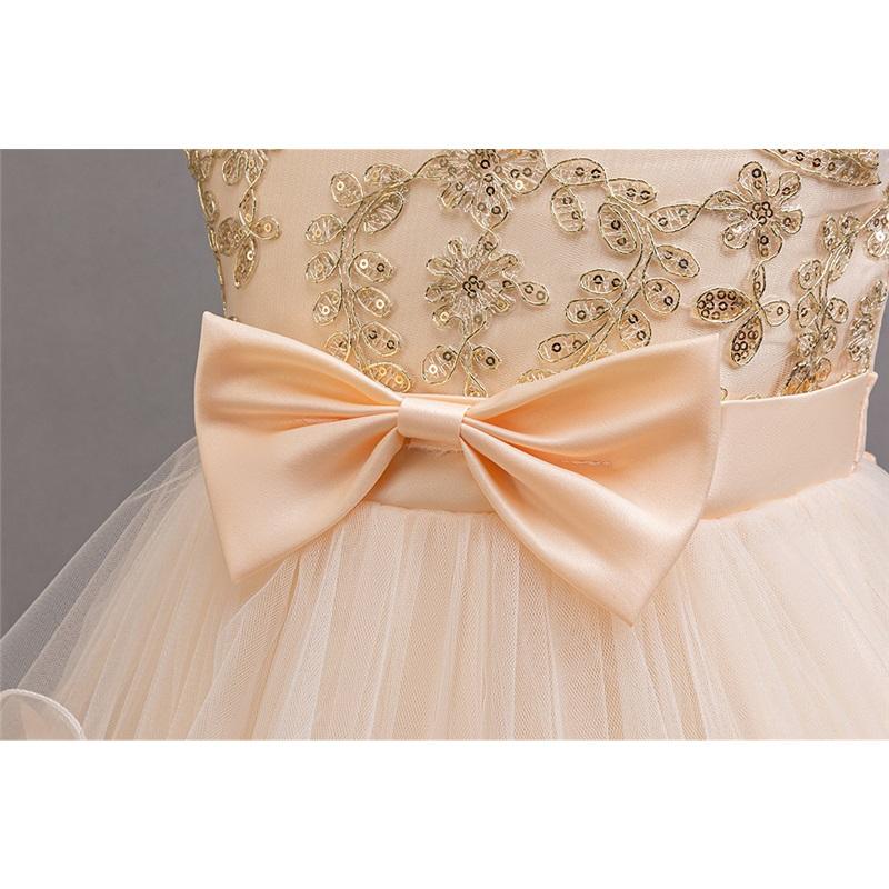 Kinder-Prinzessinnenkleid, Aufführungskostüm, Mädchen-Pailletten-Tüll-Spitzenkleid