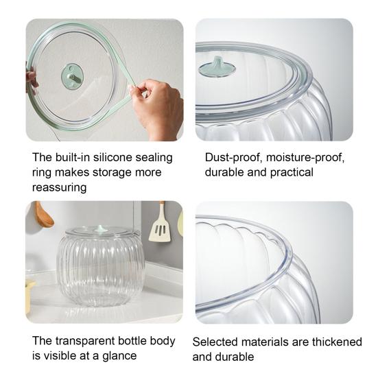 Storage Jar with Airtight Lid Large Capacity Food Grade BPA Free Transparent Design Dust-Proof Grain Rice Container